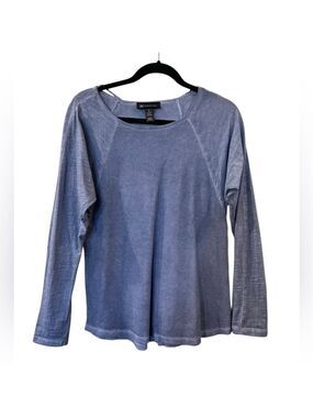 INC International Concepts Womens Ribbed Long Sleeve Blue Shirt Size: Medium